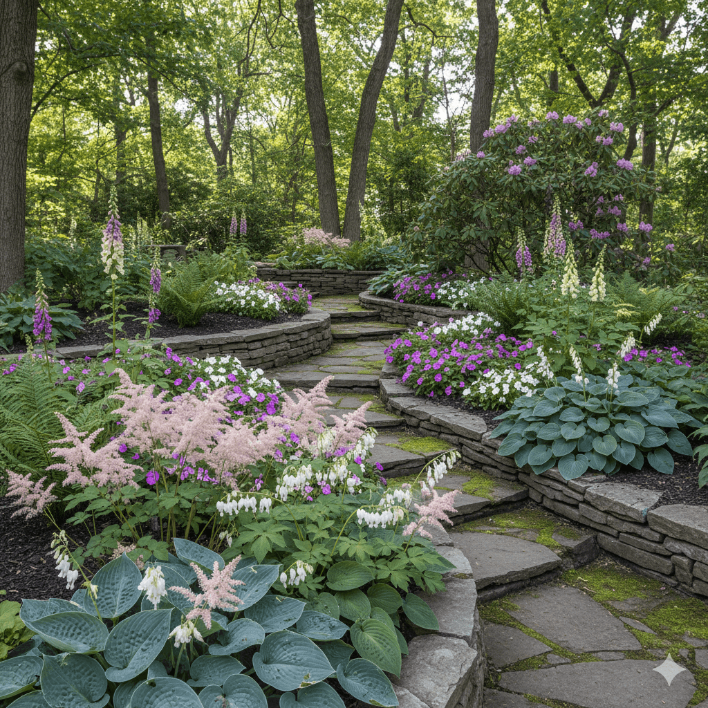 Blumenbeet Ideen für Halbschatten 2026 Kreative Gestaltung für wenig Sonne