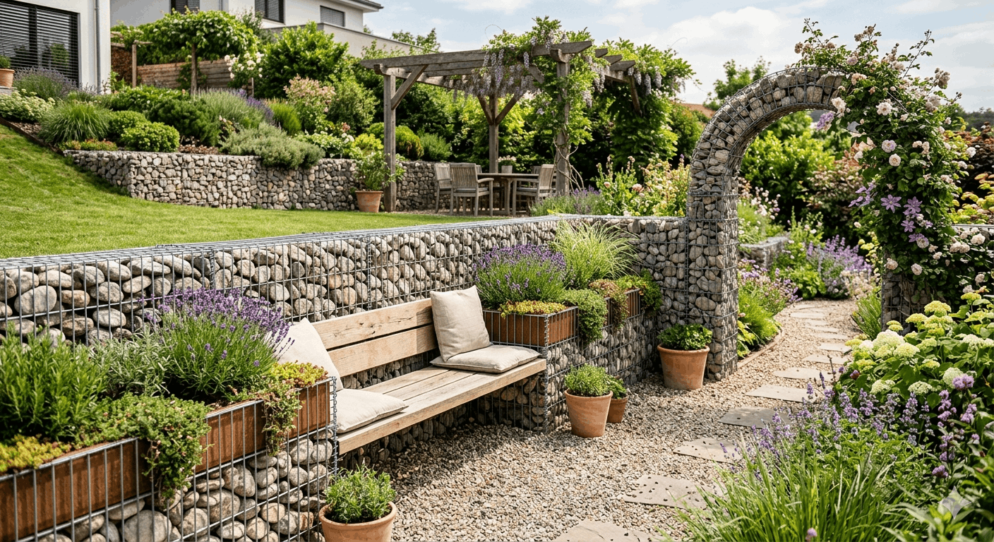 Gabionen Ideen Garten 2026 Moderne Gestaltung mit Stein und Struktur