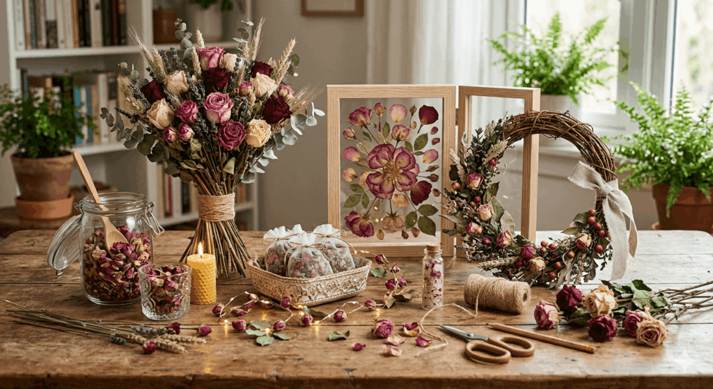 Getrocknete Rosen DIY Ideen 2026 – kreative Deko, Geschenke und Wohntrends