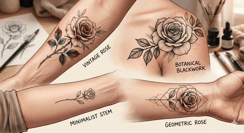 Rosen Tattoo Ideen 2026 – Bedeutungen, Stile und moderne Trends